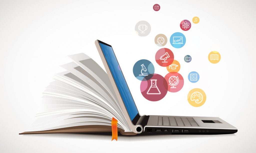 elearning-book-as-laptop-electronic-book-concept-picture-id1060814150